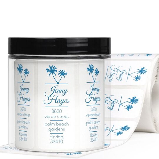 Palm Tree Vertical Address Labels in a Jar